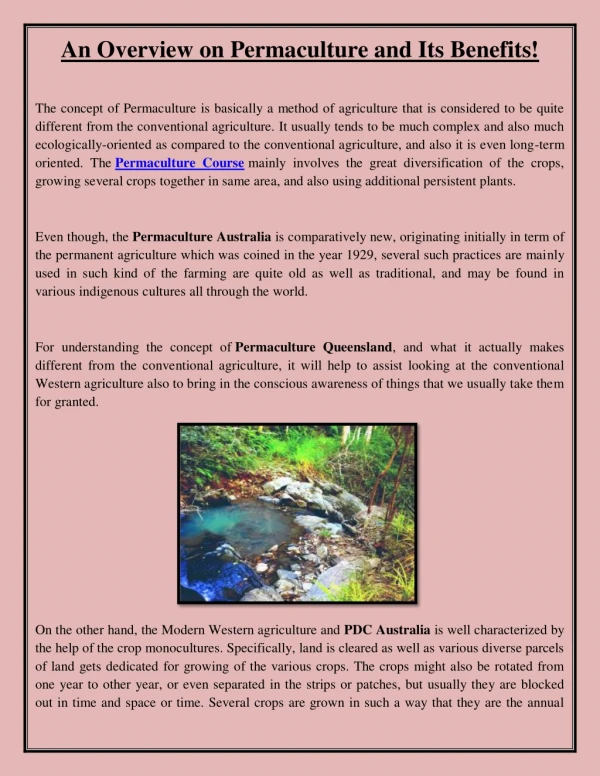 An Overview on Permaculture and Its Benefits!