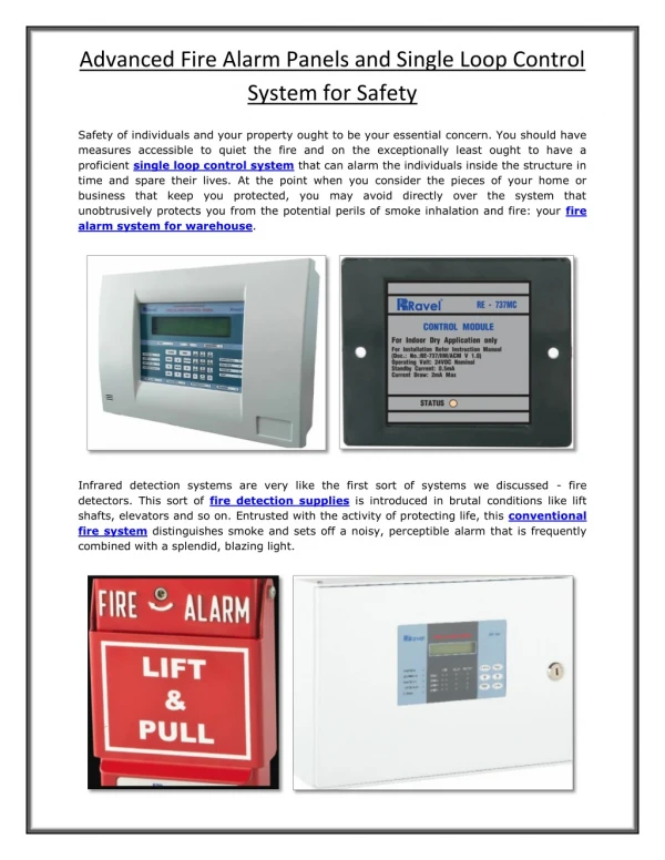 Advanced Fire Alarm Panels and Single Loop Control System for Safety