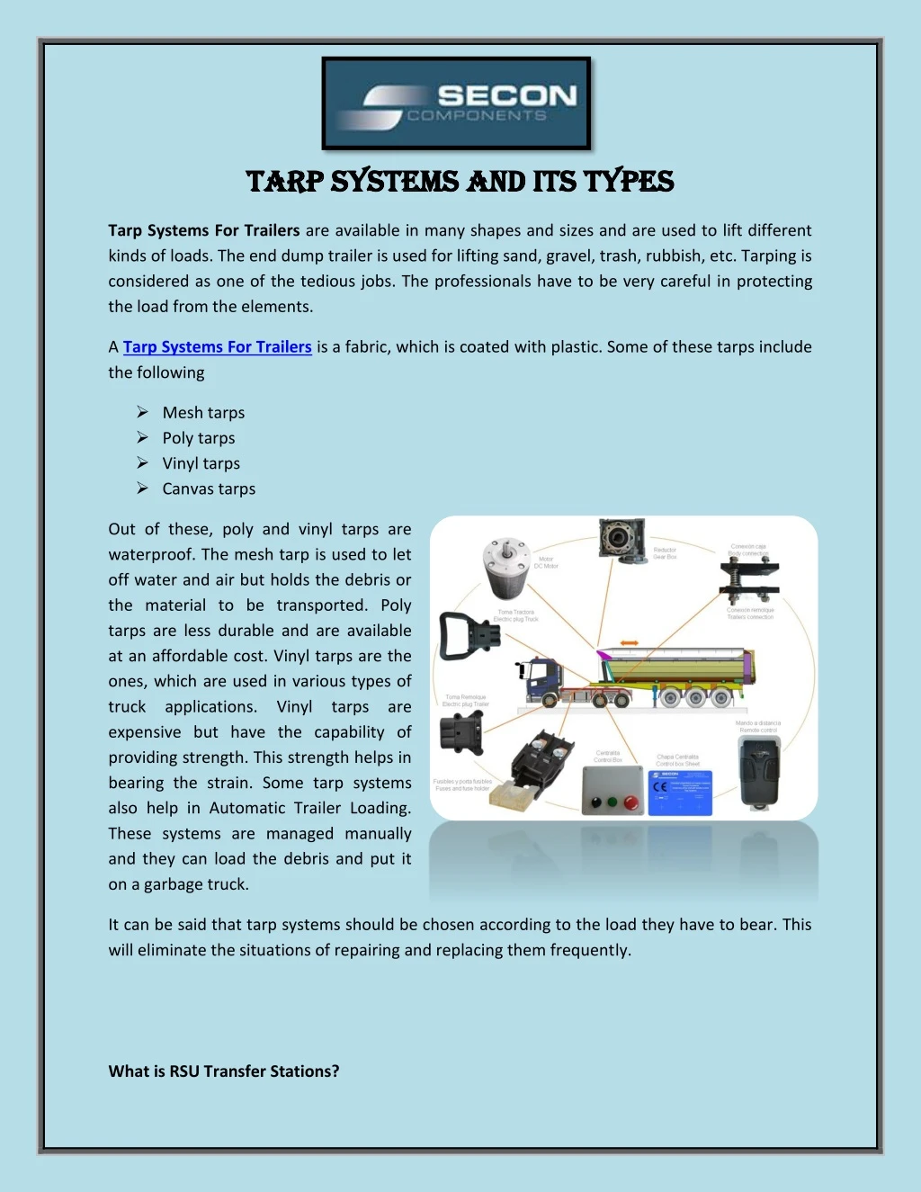 tarp systems and its types tarp systems
