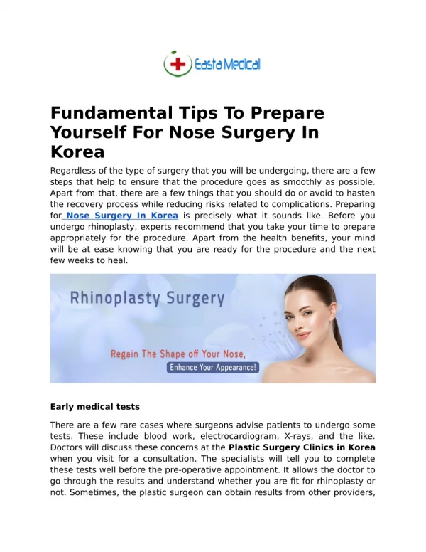 Fundamental Tips To Prepare Yourself For Nose Surgery In Korea