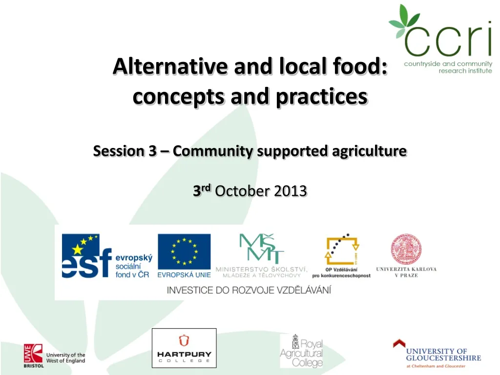 alternative and local food concepts and practices