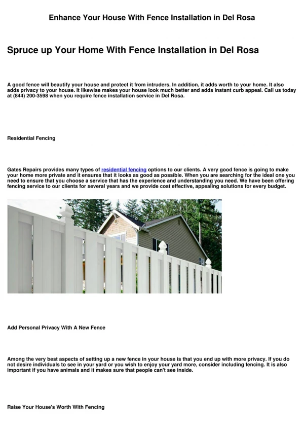 Spruce up Your House With Fence Installation in Del Rosa