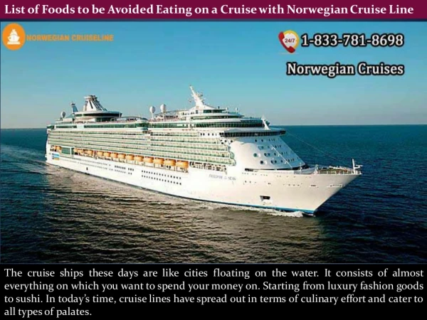 The List of Foods to be Avoided Eating on a Cruise with Norwegian Cruise Line