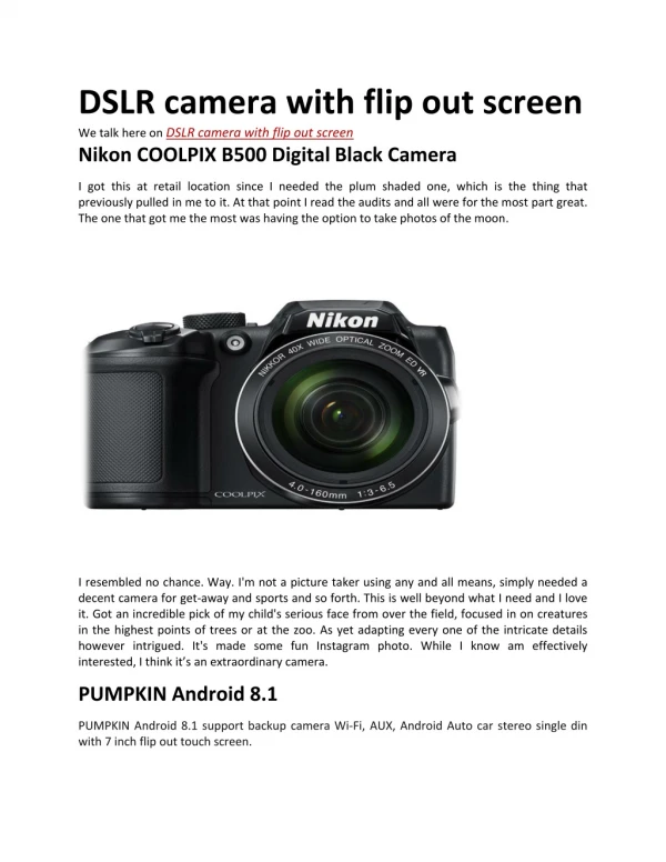 DSLR camera with flip out screen