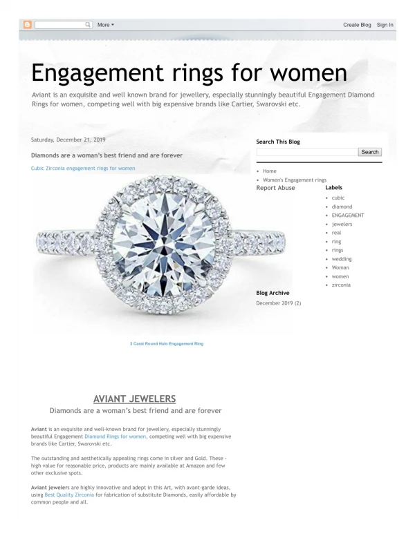 Diamond Cubic Zirconia Engagement Rings For Women