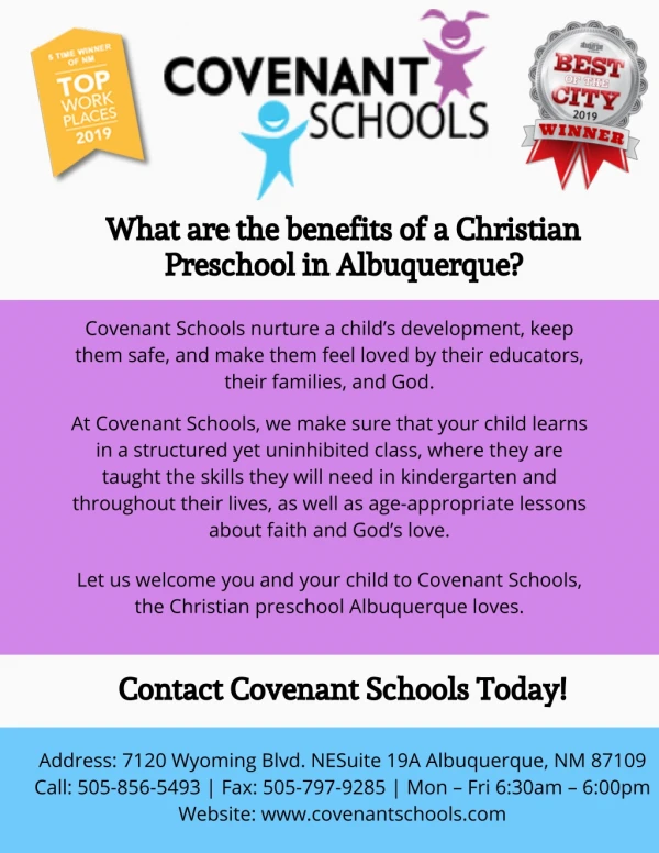 What are the benefits of a Christian Preschool in Albuquerque?