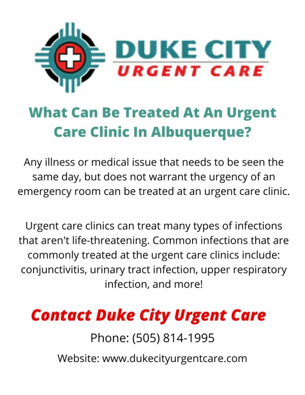 What Can Be Treated At An Urgent Care Clinic In Albuquerque?