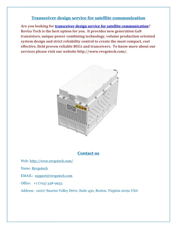 transceiver design service for satellite communication