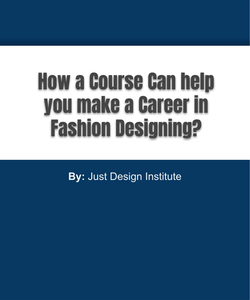 how a course can help you make a career