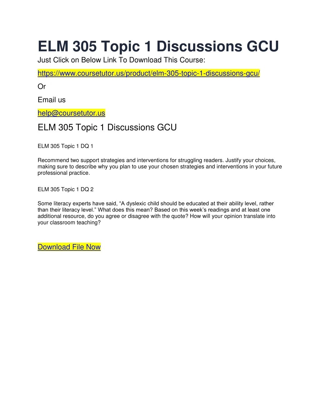 elm 305 topic 1 discussions gcu just click