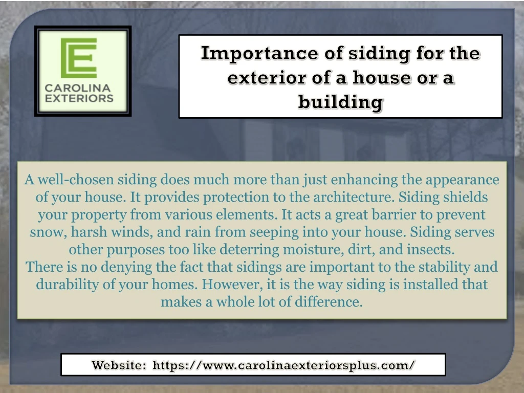 importance of siding for the exterior of a house
