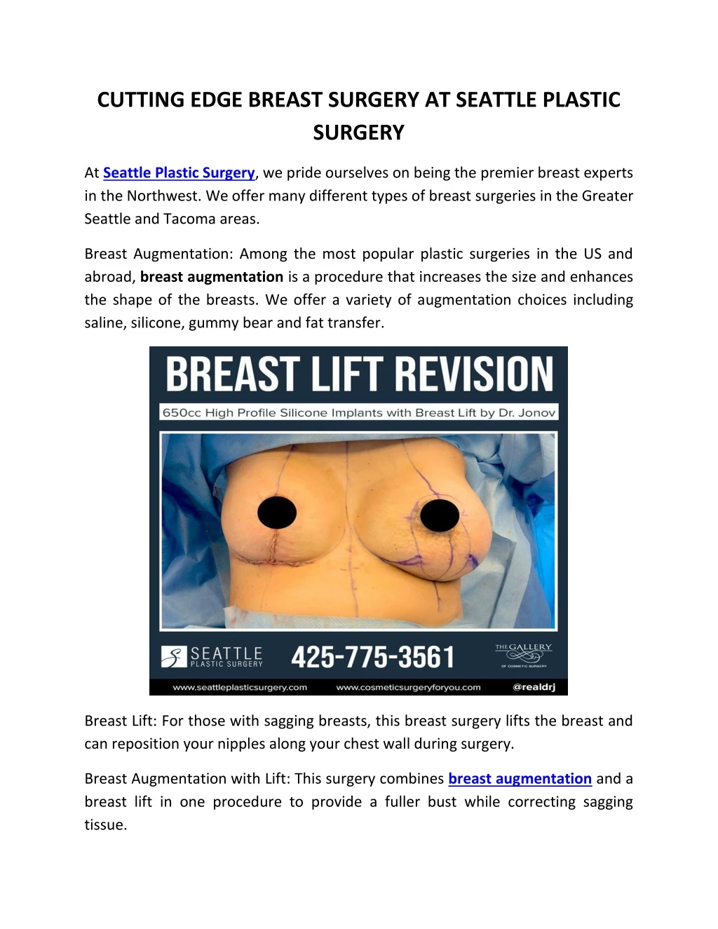 cutting edge breast surgery at seattle plastic