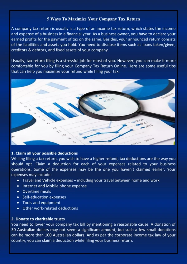 5 ways to maximize your company tax return