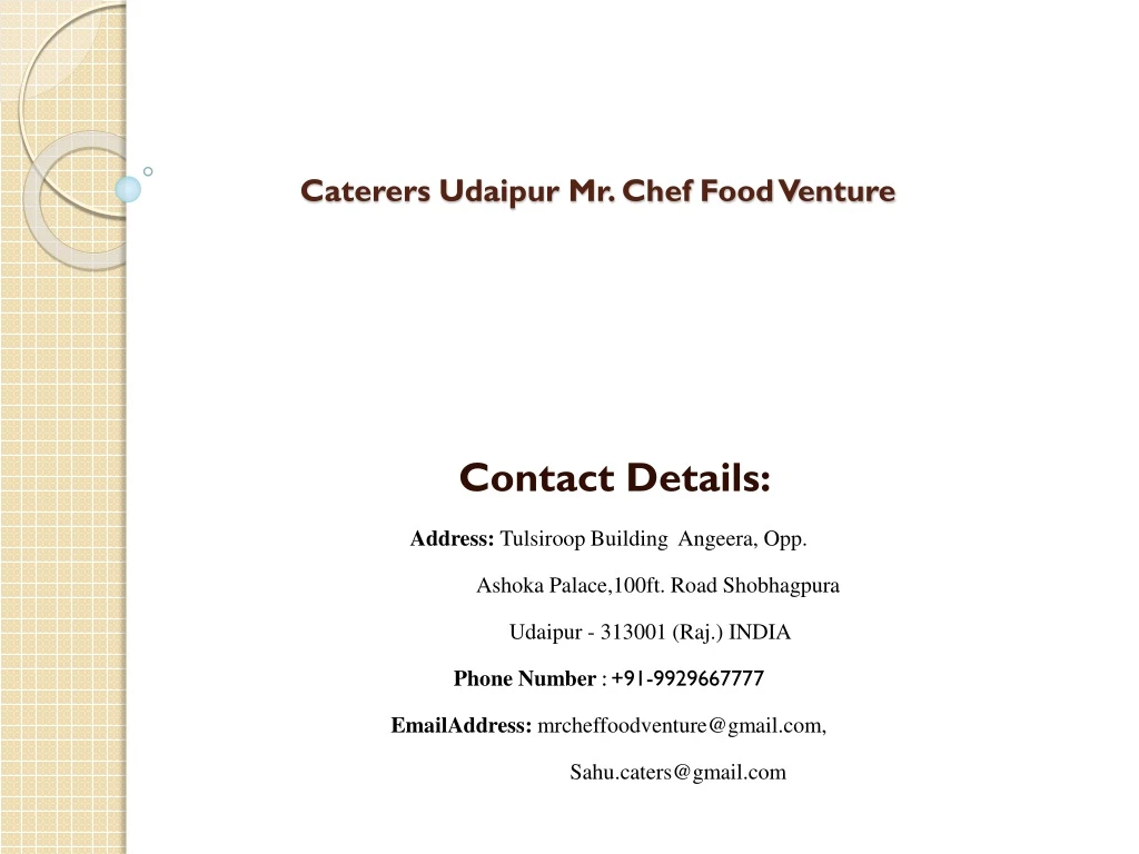 caterers udaipur mr chef food venture