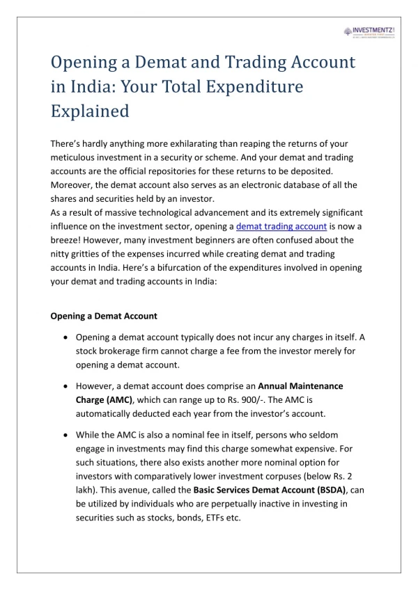 Opening a Demat and Trading Account in India: Your Total Expenditure Explained