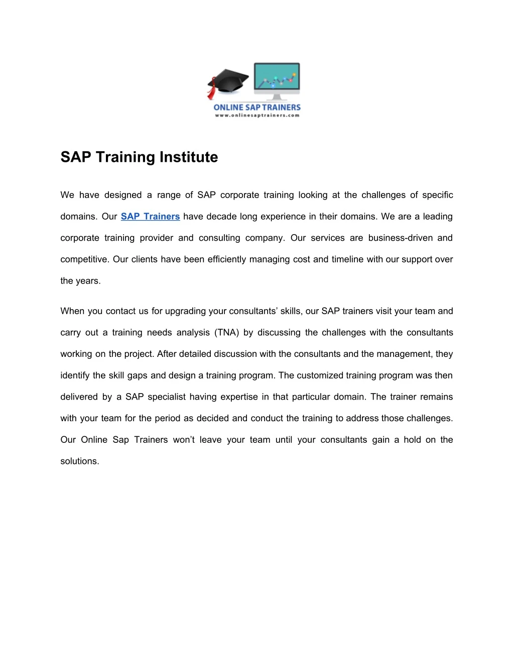 sap training institute we have designed a range