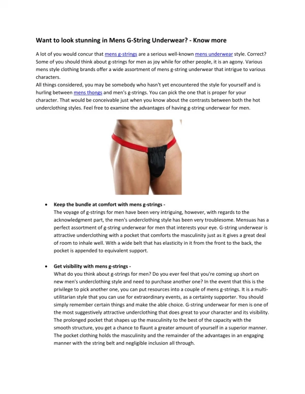 want to look stunning in mens g string underwear