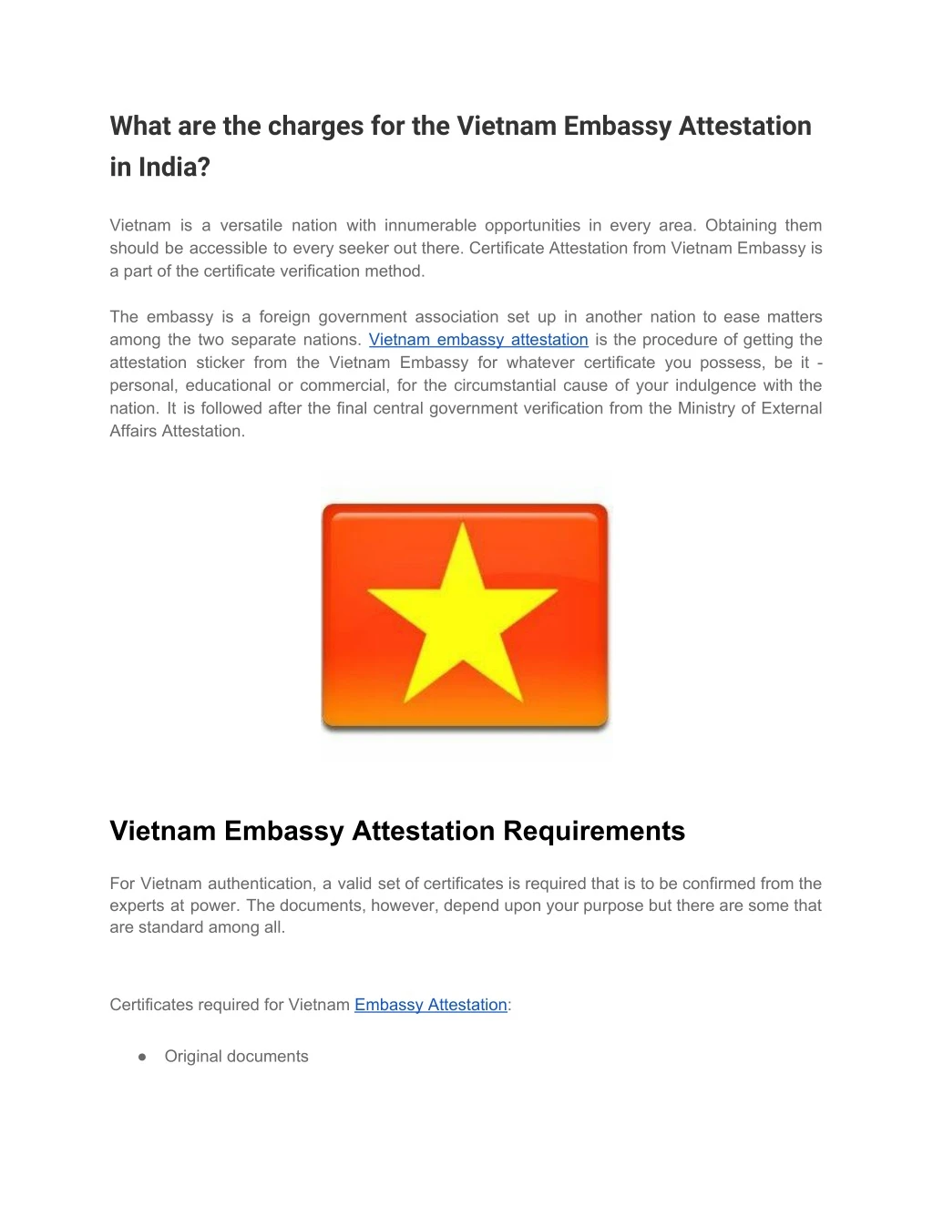 what are the charges for the vietnam embassy