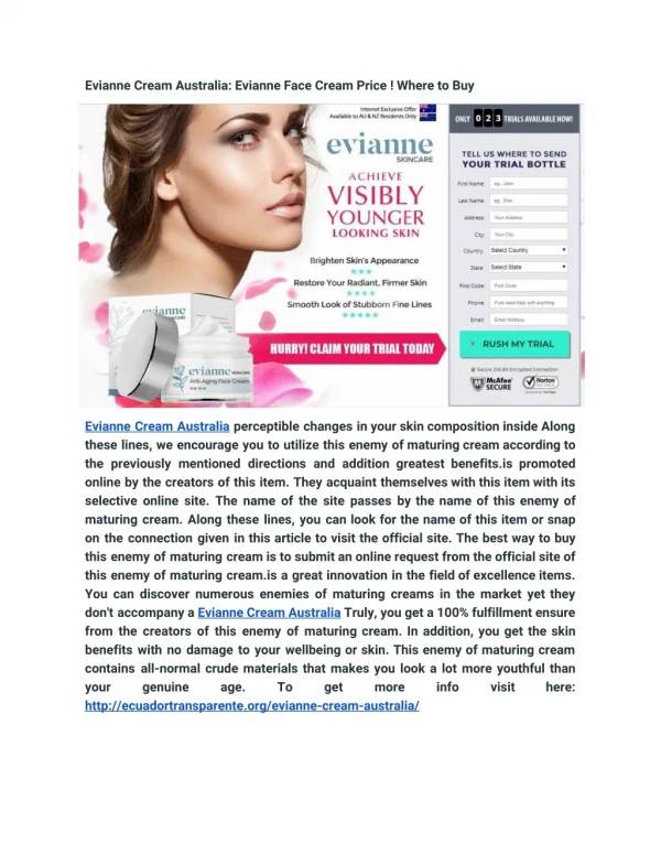 Evianne Cream Australia: Evianne Face Cream Price ! Where to Buy