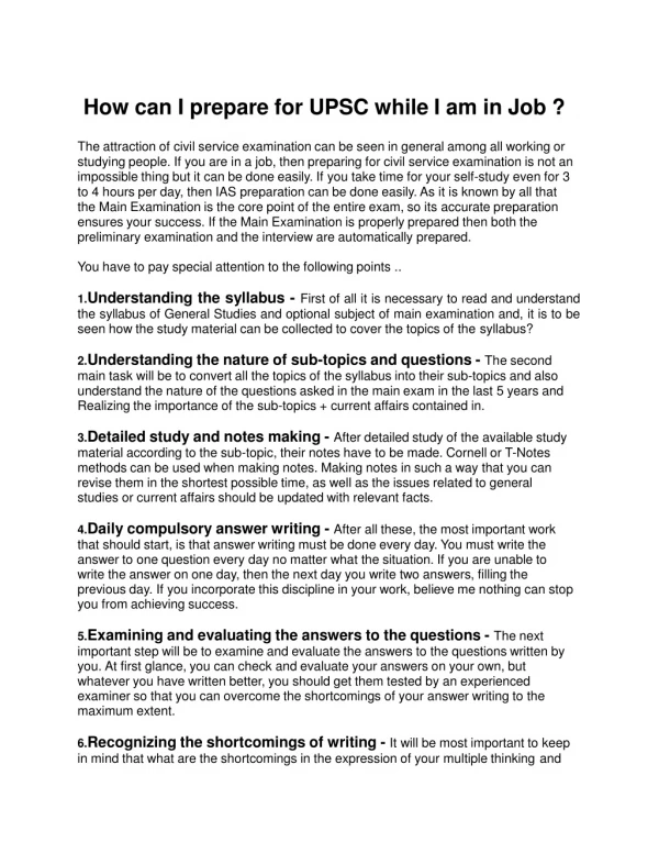 How can I prepare for UPSC while I am in Job