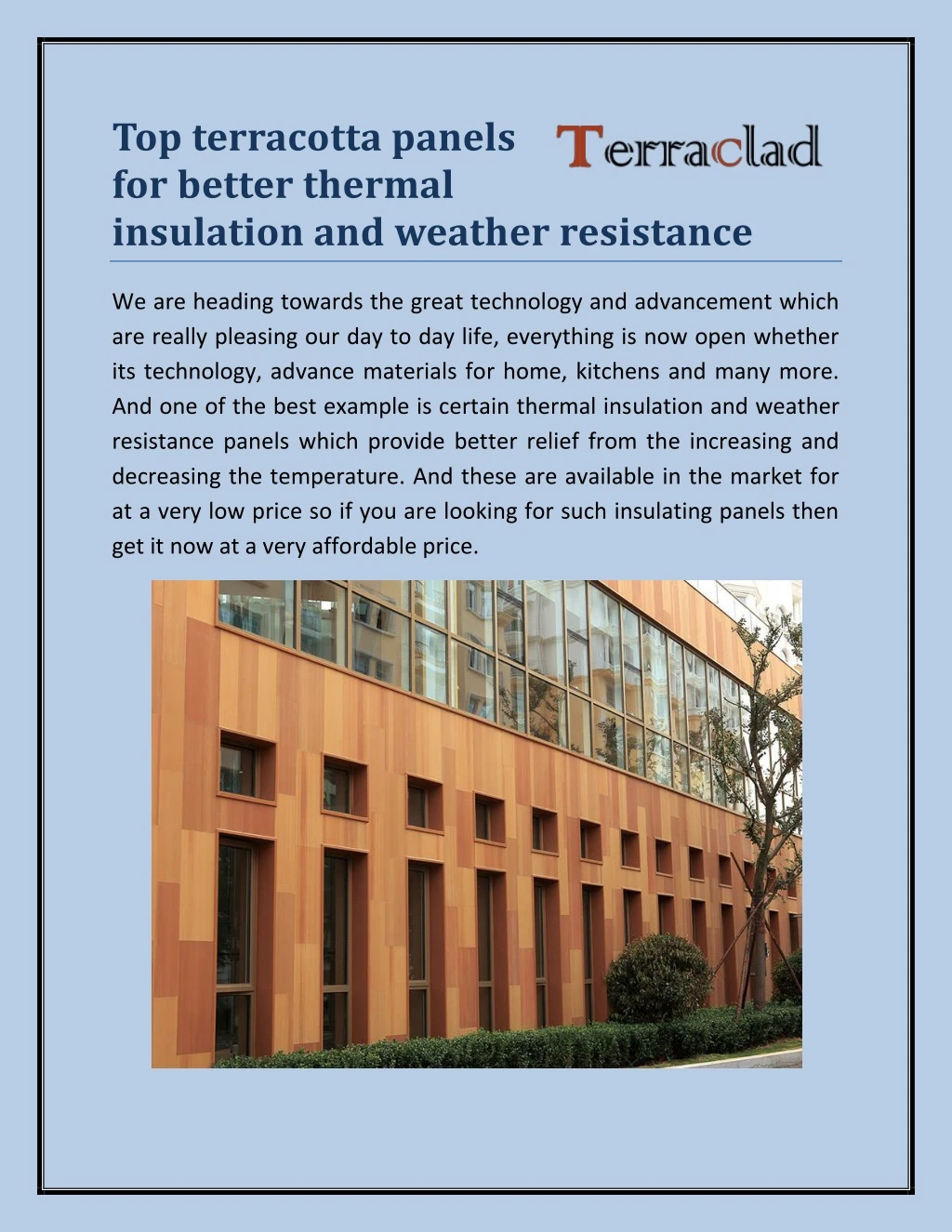top terracotta panels for better thermal