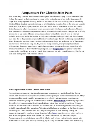Acupuncture For Chronic Joint Pains - slide 1