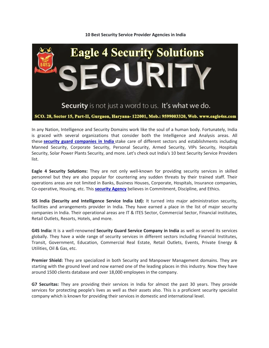 10 best security service provider agencies