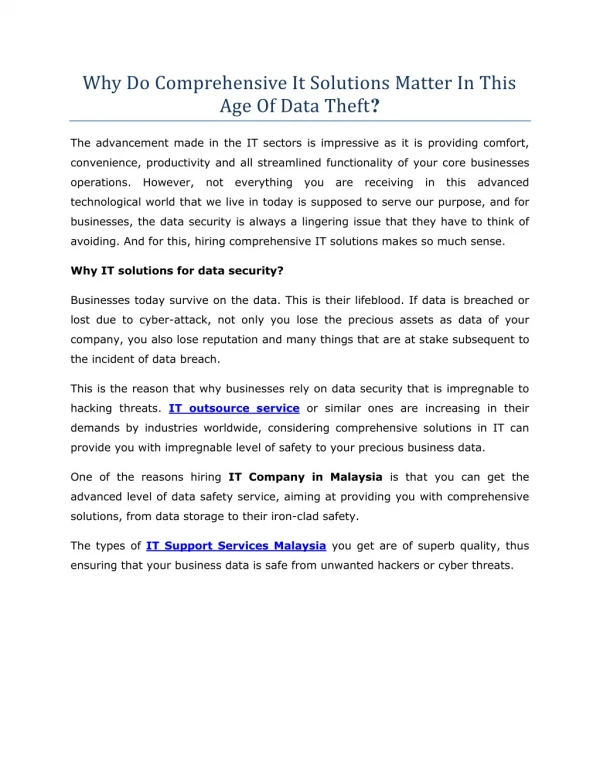 why do comprehensive it solutions matter in this