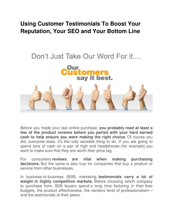 using customer testimonials to boost your