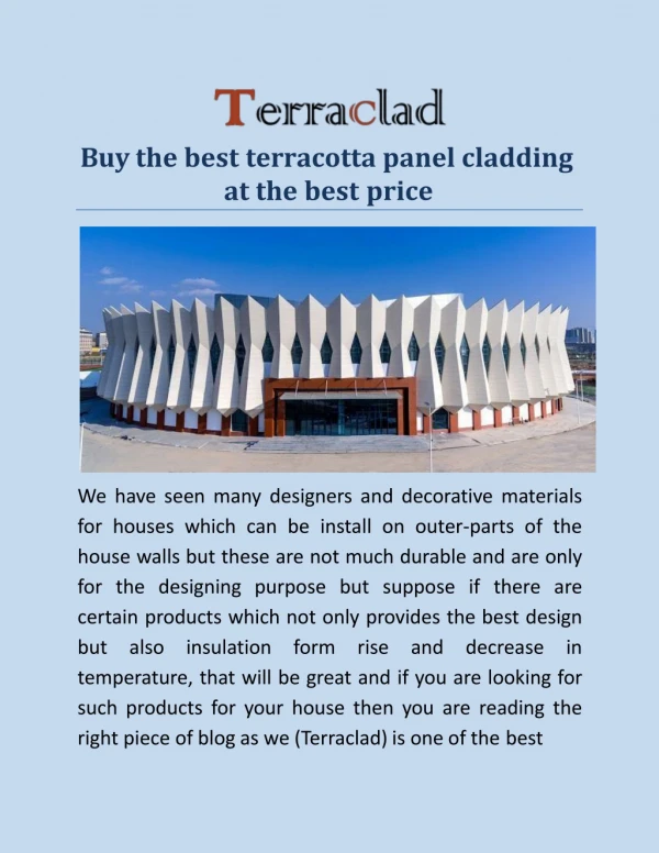 Buy the best terracotta panel cladding at the best price