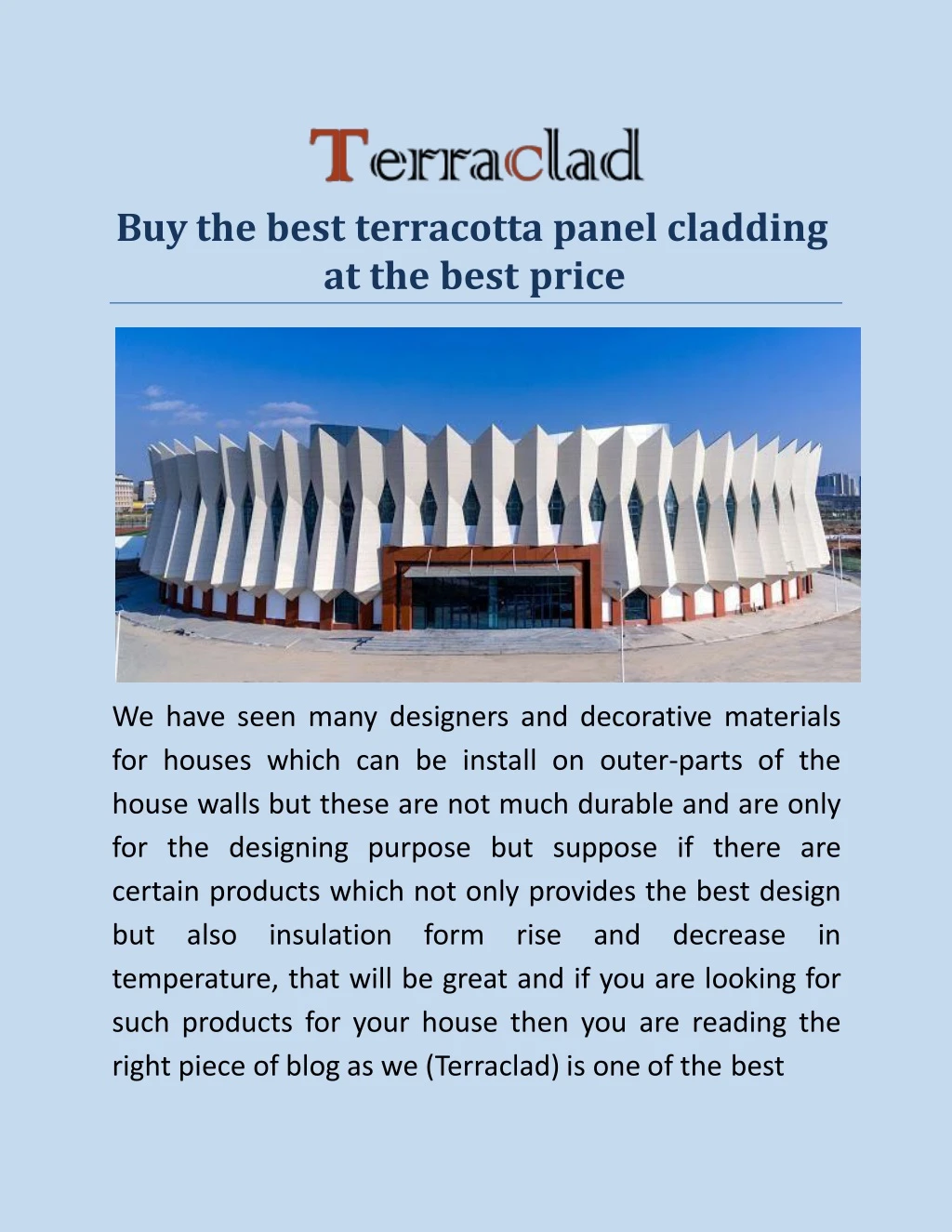 buy the best terracotta panel cladding at the best price