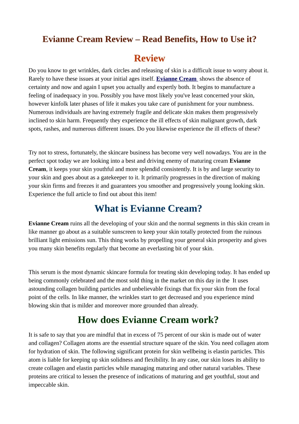 evianne cream review read benefits how to use it