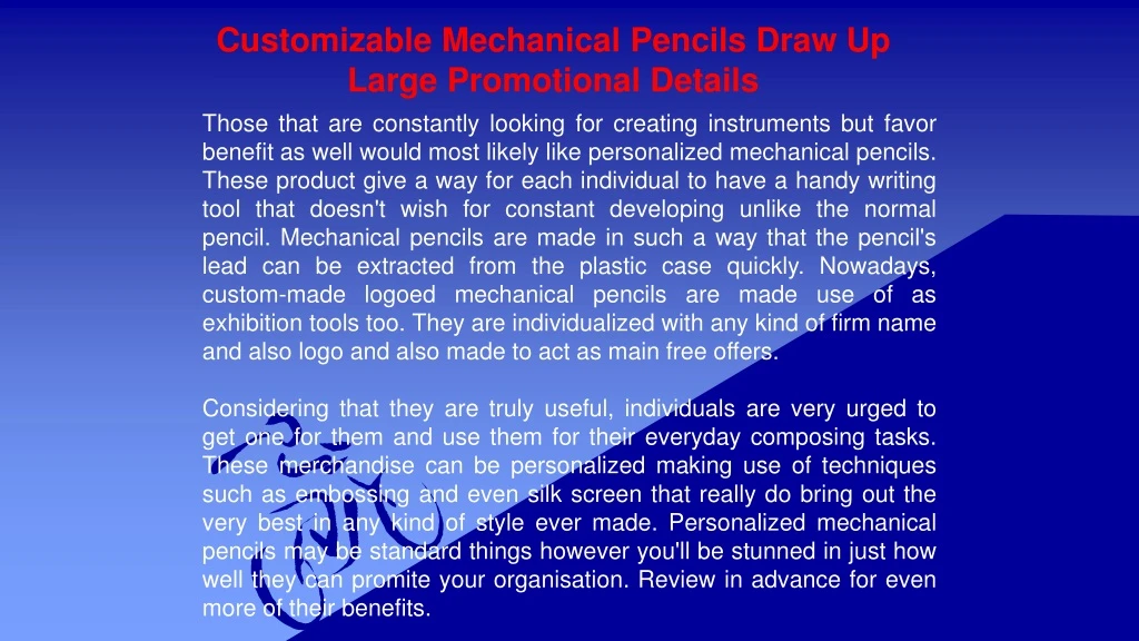 customizable mechanical pencils draw up large