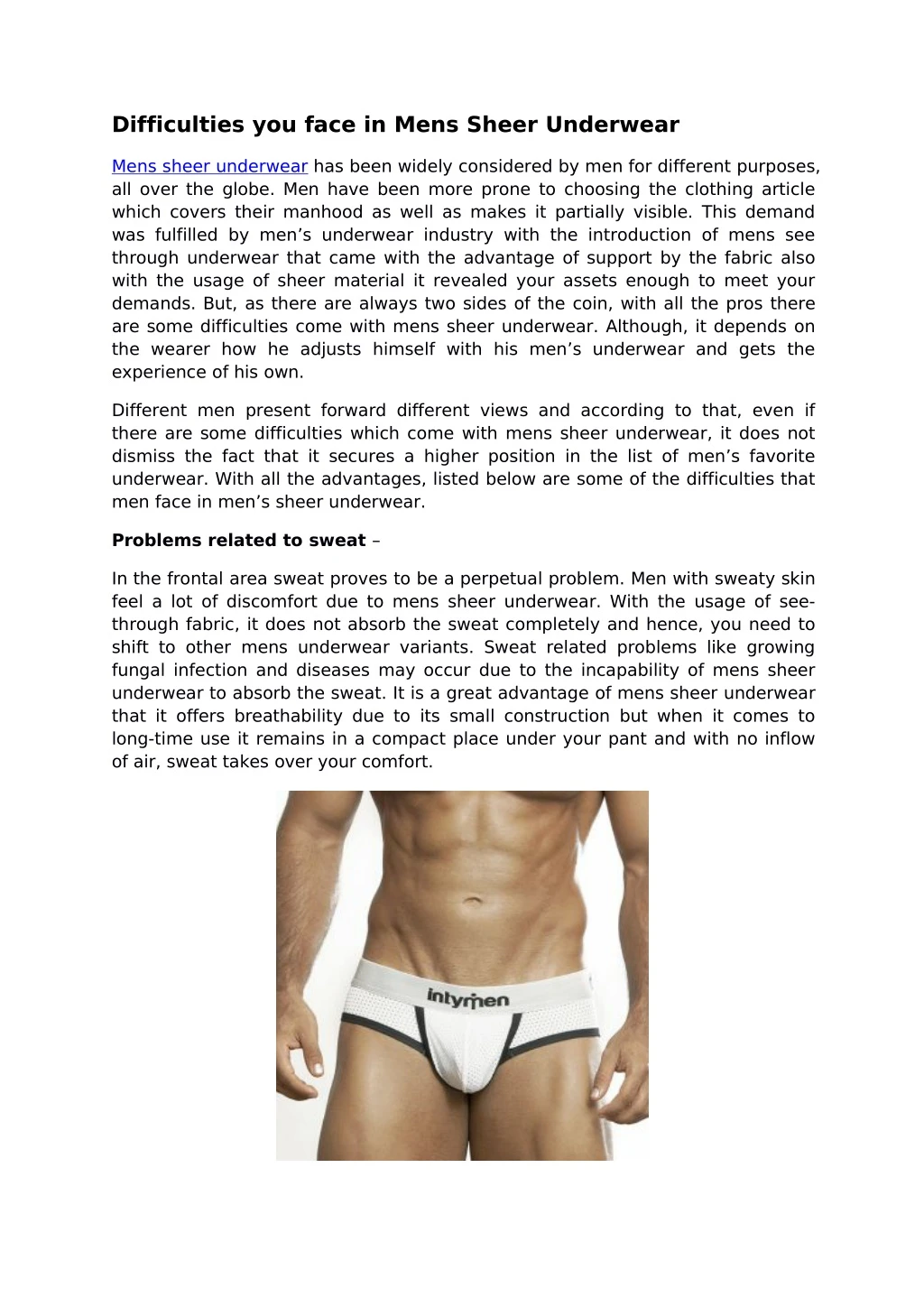 difficulties you face in mens sheer underwear