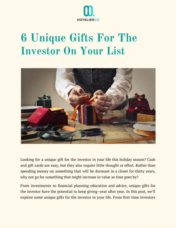 6 Unique Gifts For The Investor On Your List