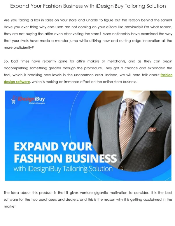 Expand Your Fashion Business with iDesigniBuy Tailoring Solution
