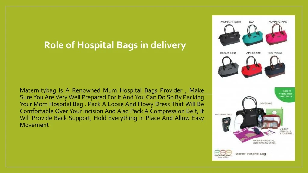 role of hospital bags in delivery