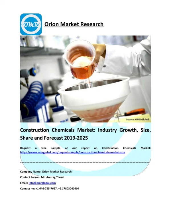 Construction Chemicals Market: Industry Growth, Size, Share and Forecast 2019-2025