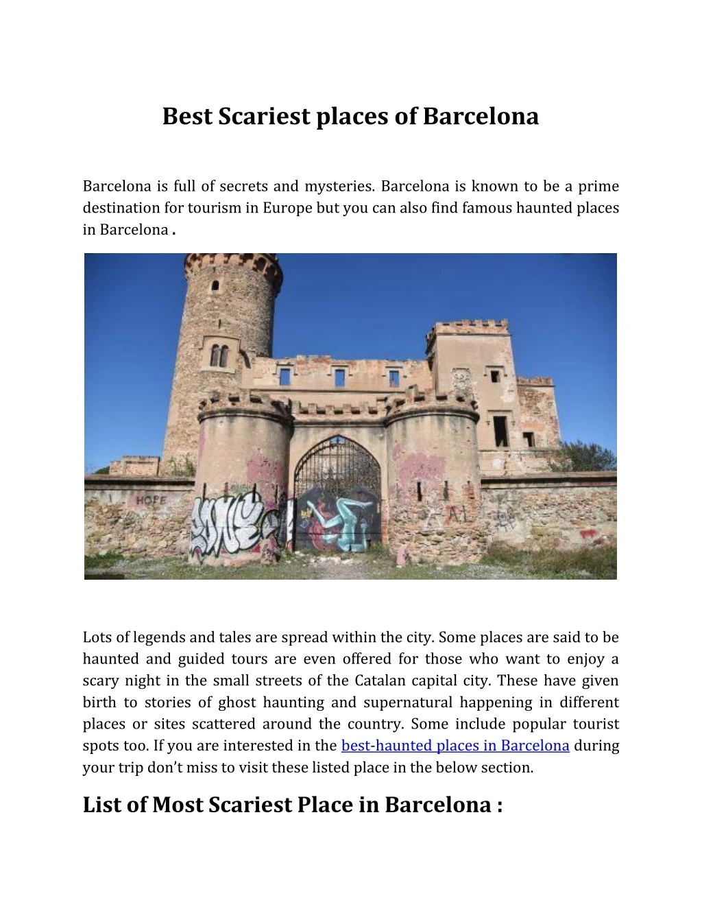 best scariest places of barcelona