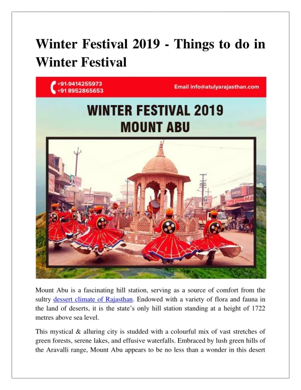 Winter Festival 2019: Things to do in winter festival 2019