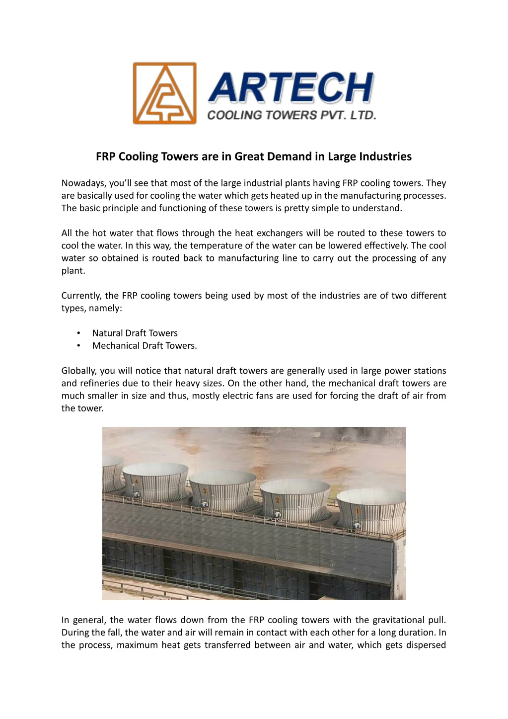 frp cooling towers are in great demand in large