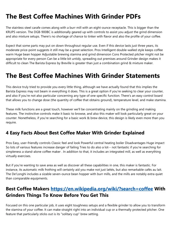 the best coffee machines with grinder pdfs