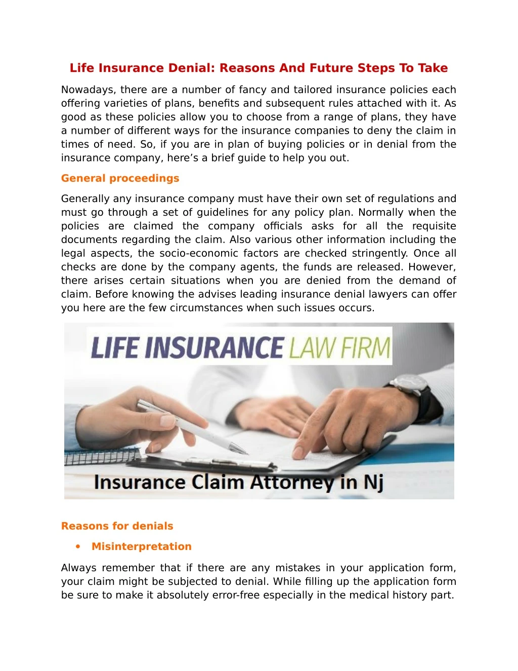 life insurance denial reasons and future steps