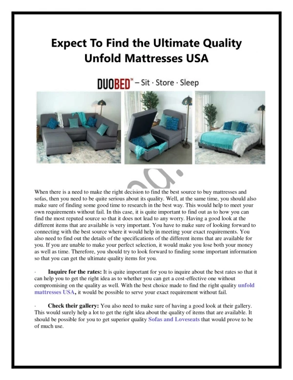 expect to find the ultimate quality unfold