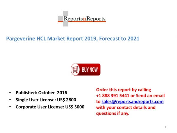 The Global Pargeverine HCL Industry 2019: Market Research Report 2012-2022