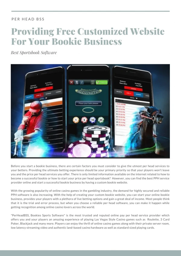 PerHeadBSS: Providing Free Customized Website For Your Bookie Business