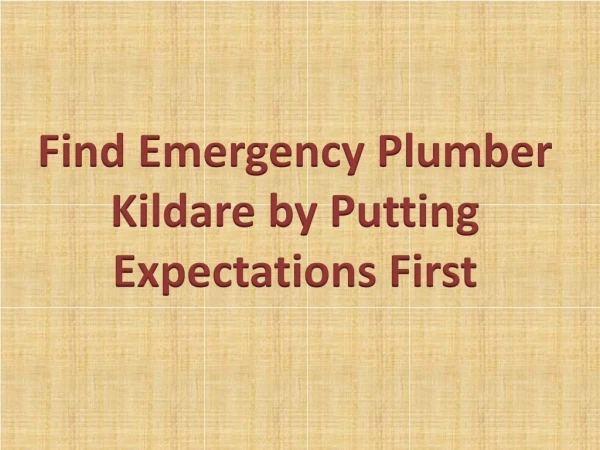 Find Emergency Plumber Kildare by Putting Expectations First