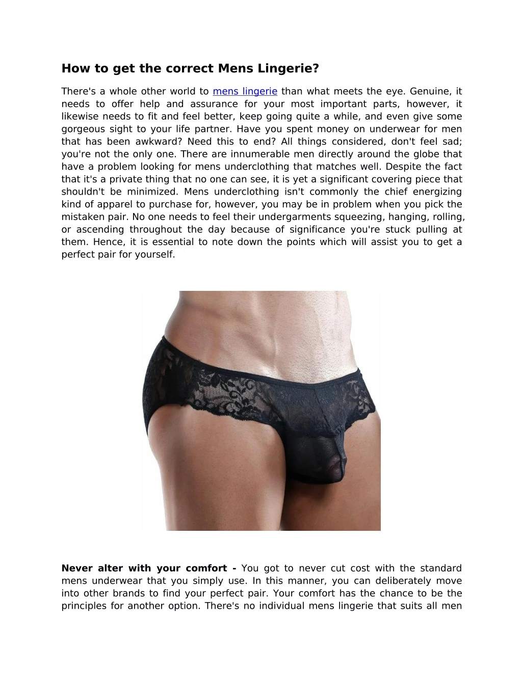 how to get the correct mens lingerie