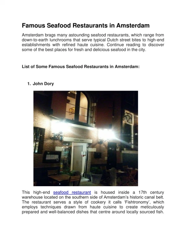 famous seafood restaurants in amsterdam