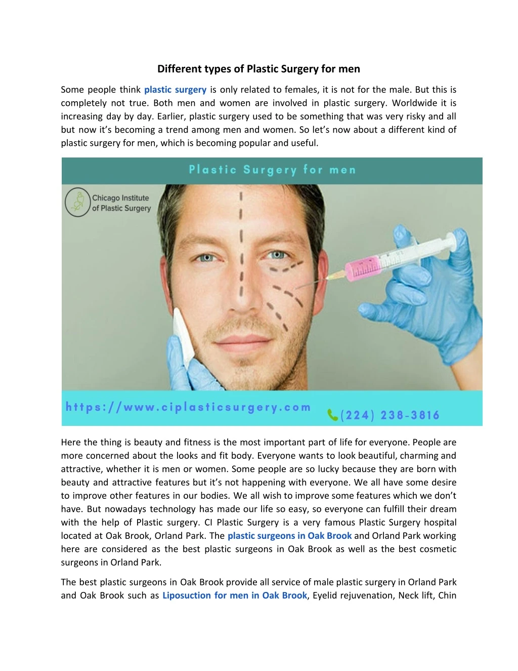 different types of plastic surgery for men